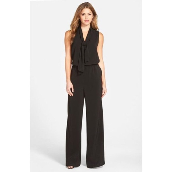 Halogen Pants - Halogen Black Wide leg Jumpsuit NWT tie neck